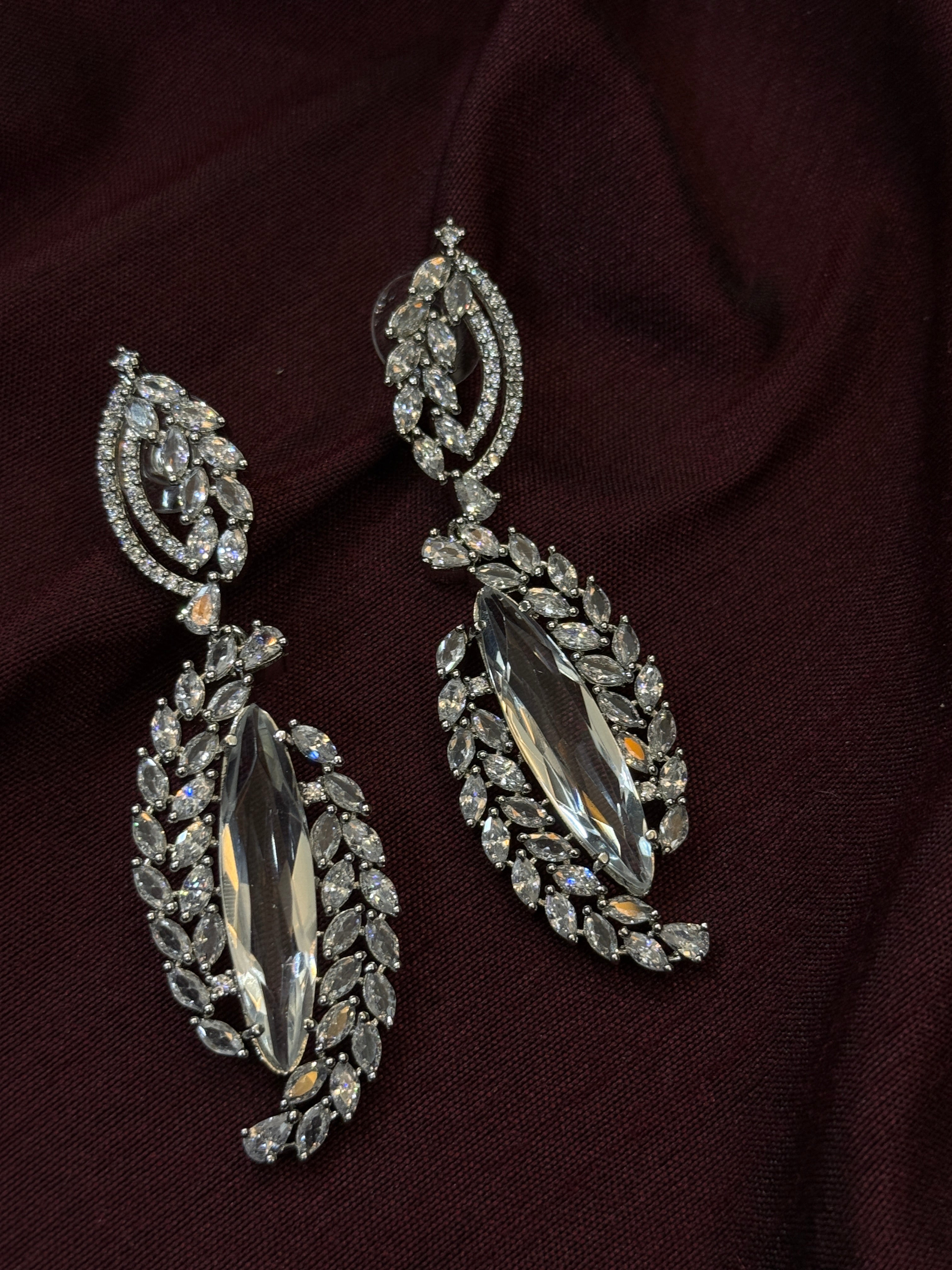 Elegant Marquise CZ Stone Long Earrings
